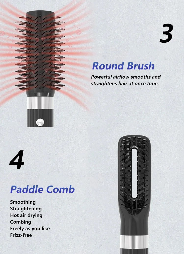 Профессиональный ионный фен 5-в-1, выпрямитель/клерочный диффузор, расческа с двигателем переменного тока, металлический материал для путешествий на открытом воздухе, дома, отеля, автофургона