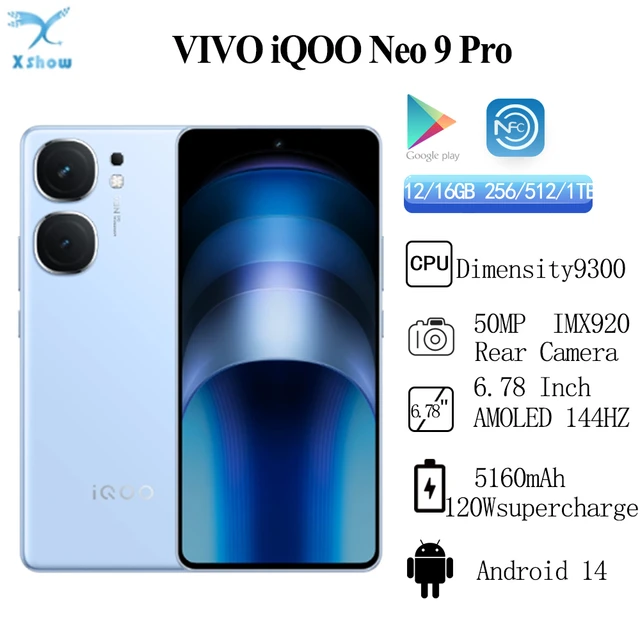 Vivo-iqoo neo 9 pro  5gスマートフォン、屋内9300度、5160mAhバッテリー、120w、supervooc、50mp、imx920、ois、6.78  