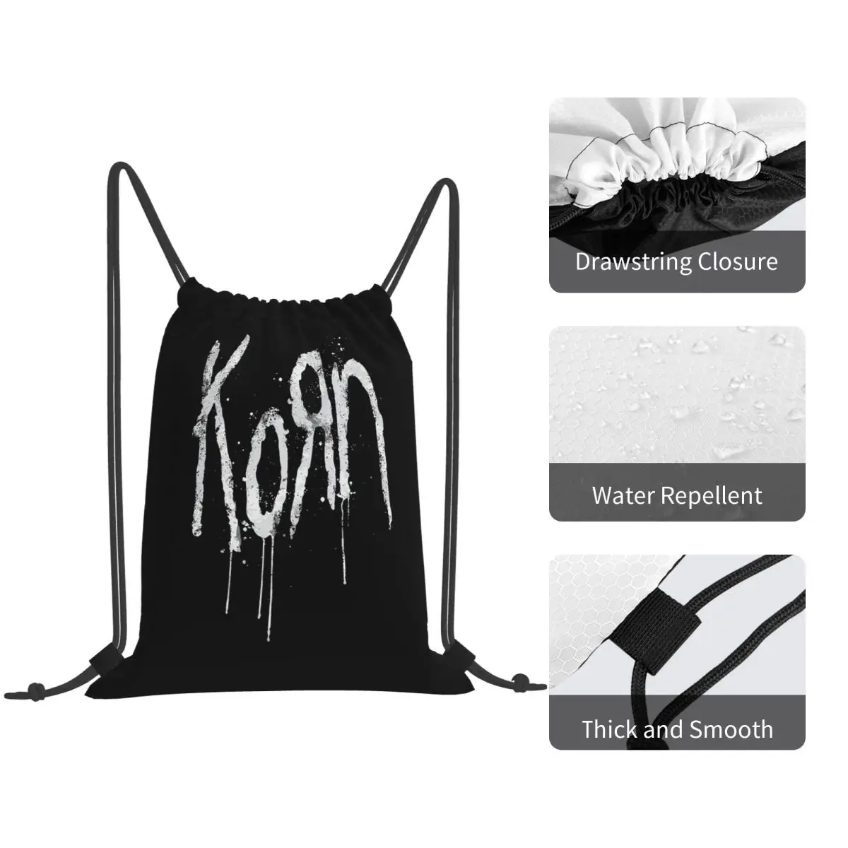 Korn Band Rock Metal Music Backpacks Portable Drawstring Bags Sundries Bag Book Bags for Man Woman Students