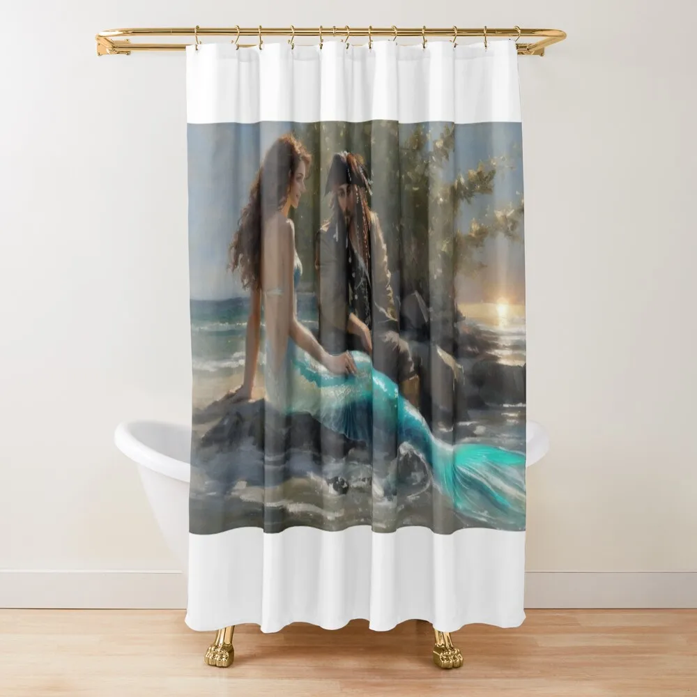 

Pirate and Mermaid Shower Curtain Shower For Bathroom Set Bathtub Waterproof Shower Waterproof Fabric Bathroom Curtain