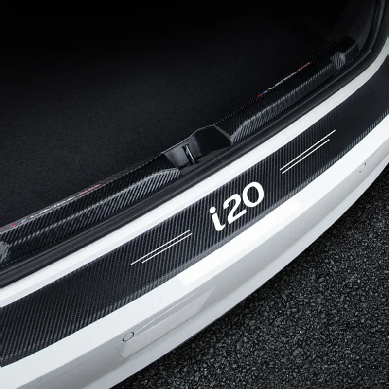 Carbon Fiber Car Sticker for Hyundai i20 Badge 2021 2020 2019 2018 2017 Protective Trunk Bumper Guards Stickers Accessories