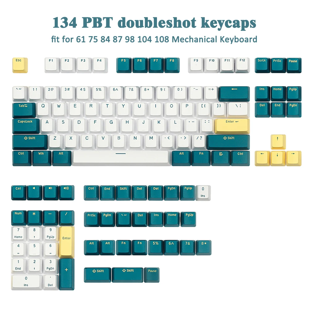 

Колпачки для клавиш PBT Doubleshot OEM-профиля, набор ключей на заказ для переключателей MX 61, 68, 75, 84, 104, 108 MX, механические клавиатуры