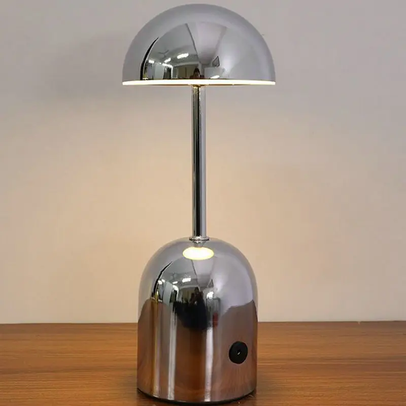 

Беспроводная настольная лампа в виде грибов, светодиодная перезаряжаемая настольная лампа для гостиной, металлическая настольная лампа для отеля, ресторана, спальни