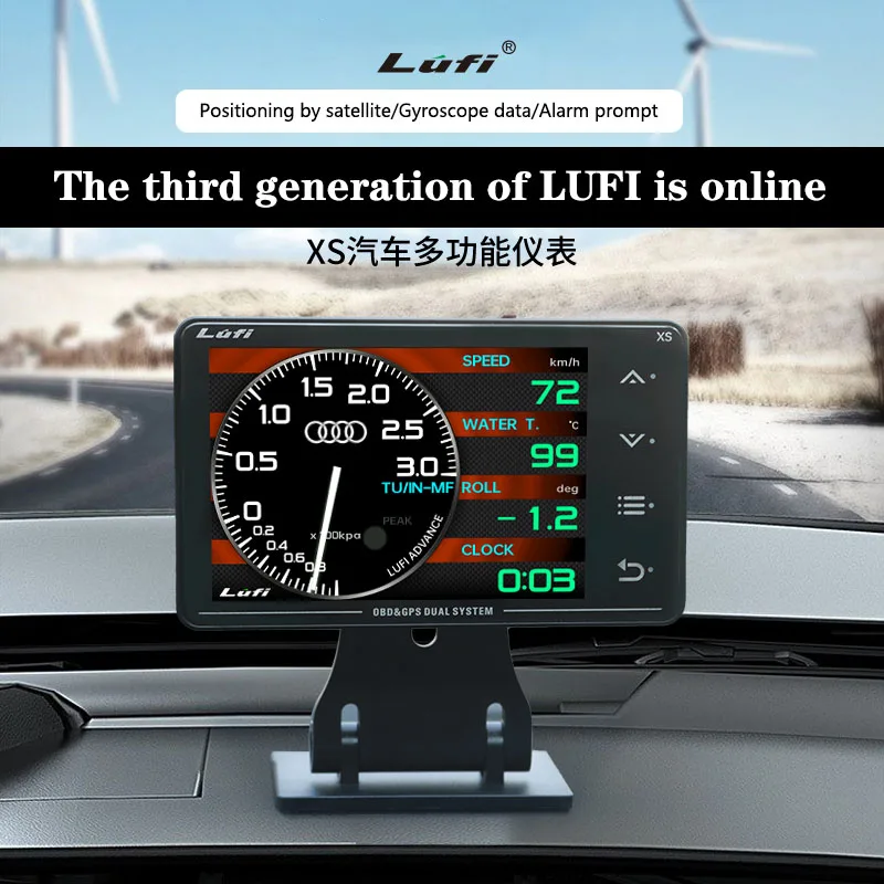 Lufi XS 3rd OBD&GPS Gauges Meter Liquid Crystal Display Automobile multi-function Water Temperature Turbine Oil Gyroscope Refit