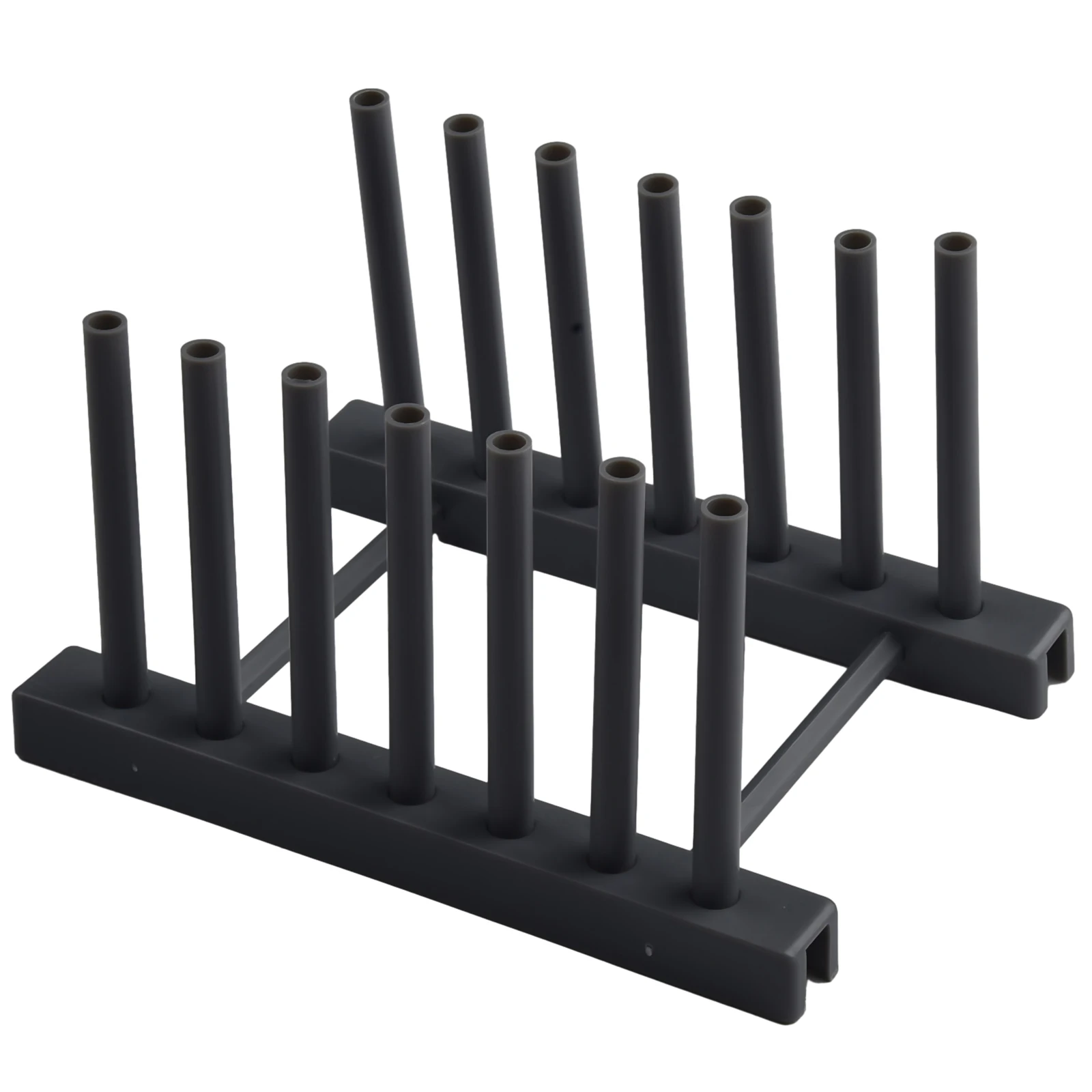 

Компактная пластиковая сушилка для посуды с выдвижным держателем для столовых приборов и двойными перекладинами для сушки тарелок и мисок на кухне