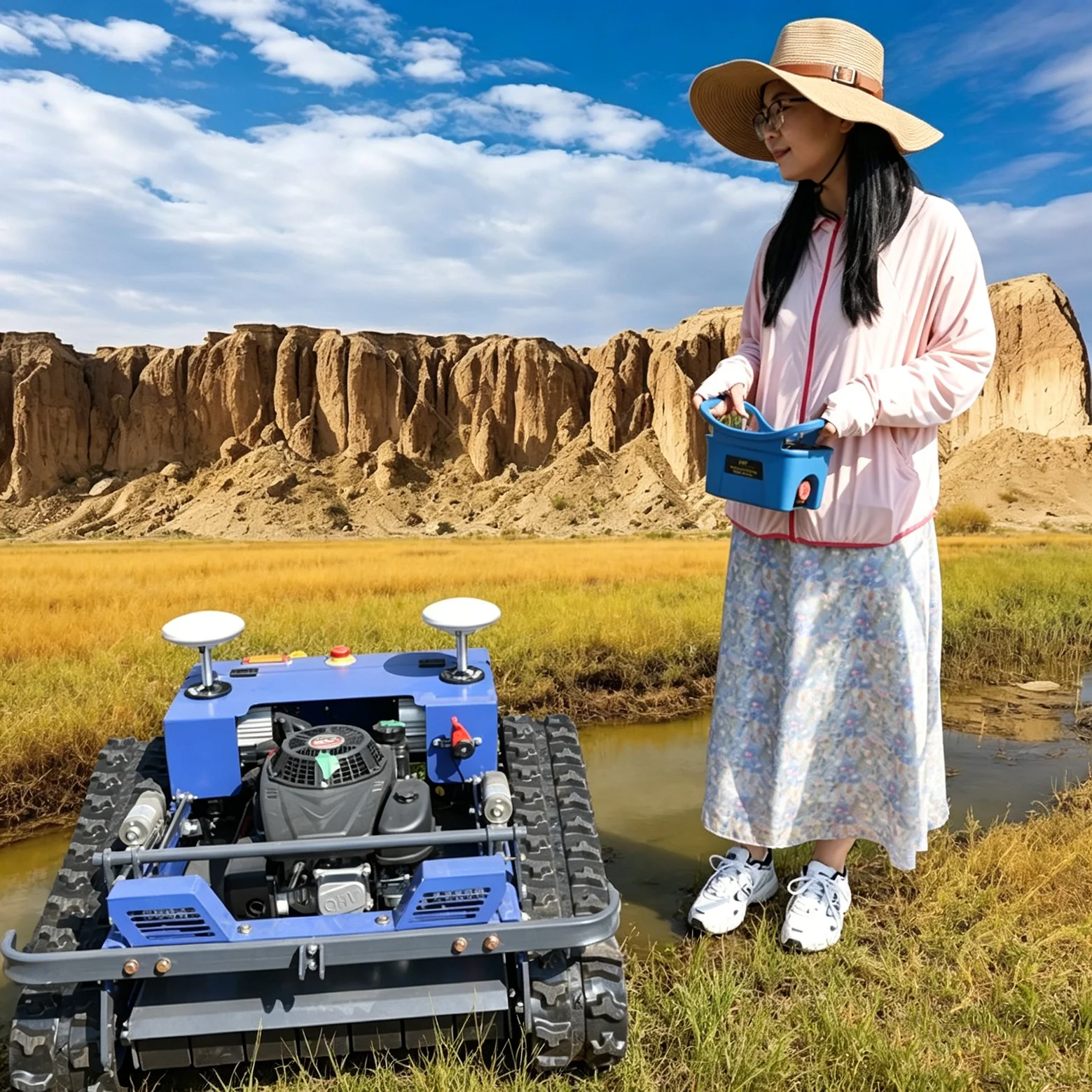 

Customized New Design Electric Tool Mower Zero Turn Mower Garden Mower Remote Control Slope Mower