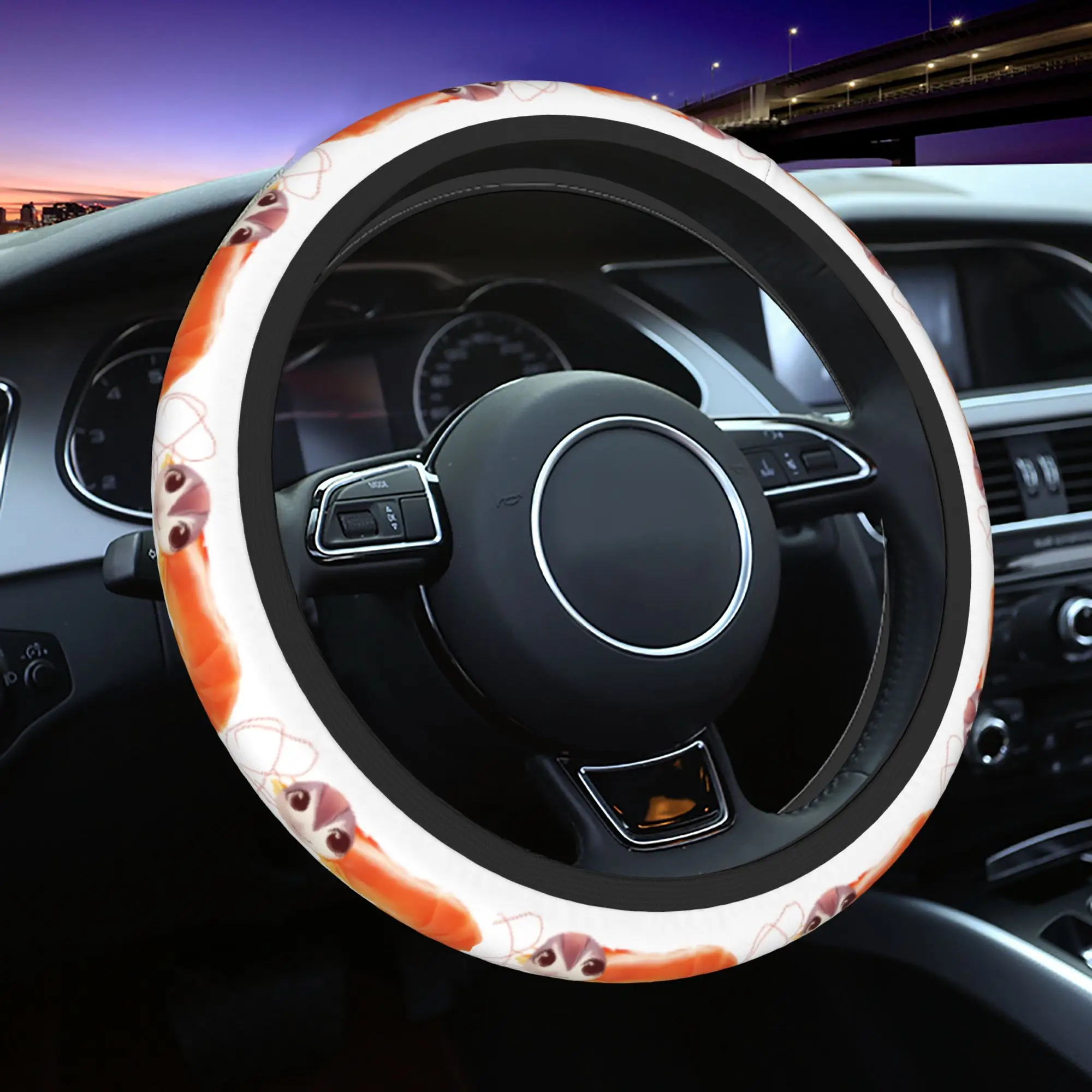 Shrimp Creative Kasanes Expression Tetoes 38cm Car Steering Wheel Covers Elastic Funny Accessories Auto Steering-Wheel Protector