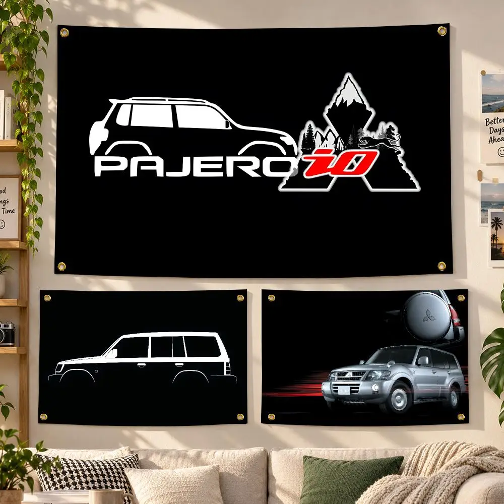 Rally Mitsubishi Pajero Dakar 4x4 Flags Personalized Banner Flag Room Dorm Camping Picnic Garage Bar Outdoor Wall Decor