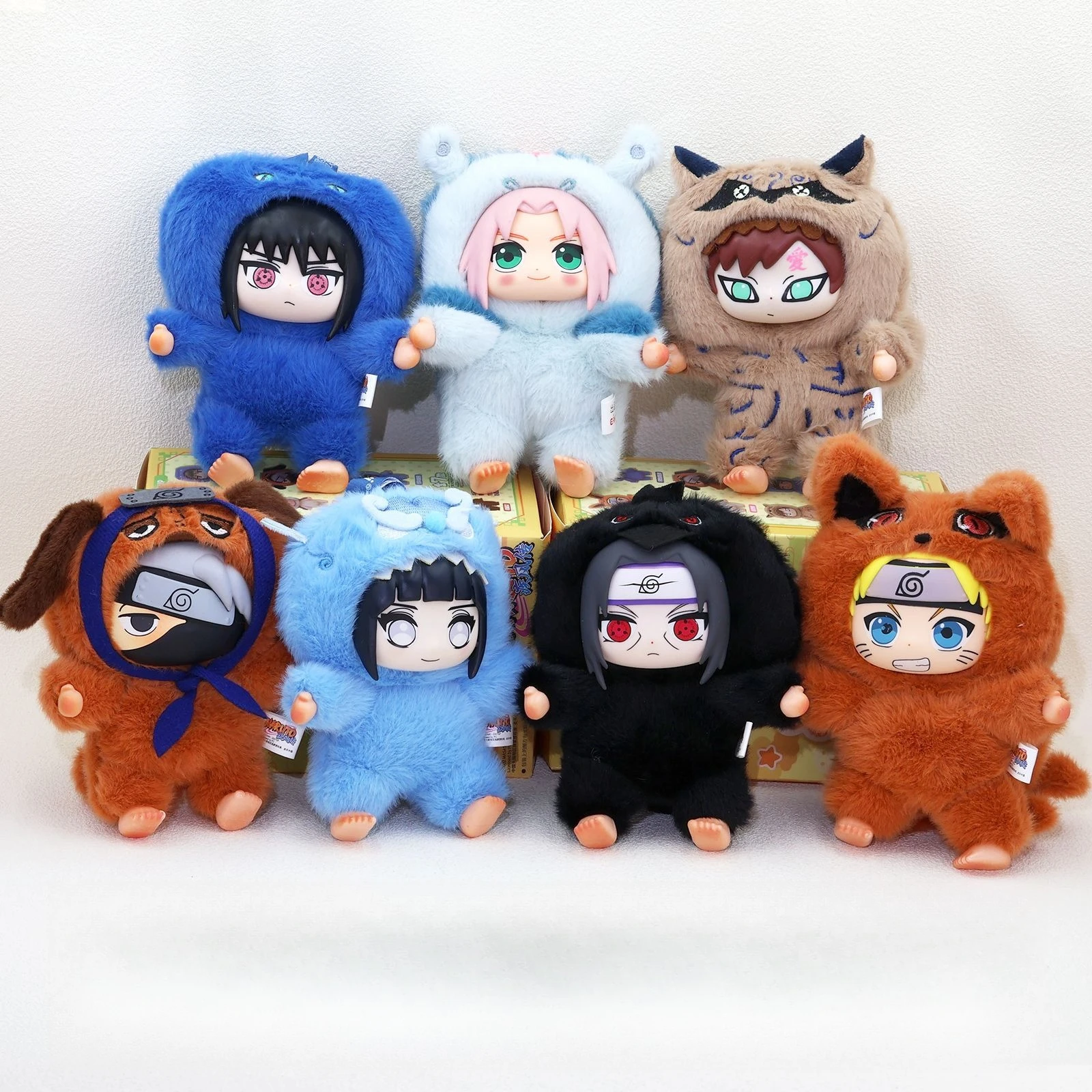 

Naruto Shippuden Tailed Beast Plush Keychain Cute Anime Characters in Akatsuki Team 7 Costumes Soft Stuffed Doll Pendant