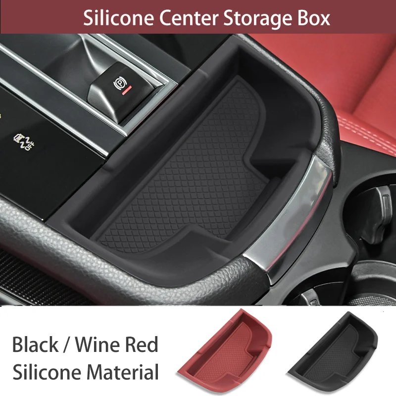 For Porsche Macan 2022-2023 Silicone Car Center Storage Box Central Console Pad Protector Cup Holder Door Organizer Accessories