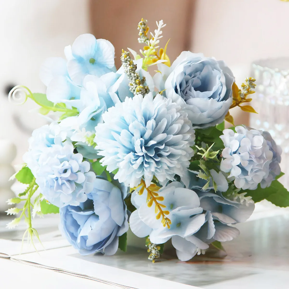 

Artificial Peony Bouquet Home Bedroom Decoration Fake Silk Peony Photography Decoration Hydrangea Wedding Flowers