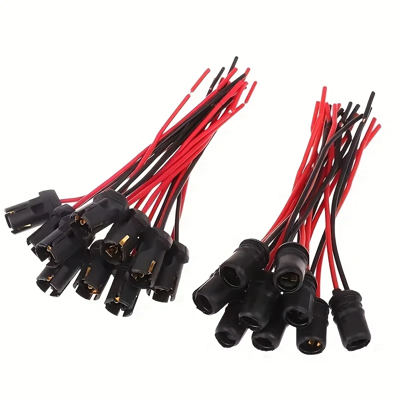 10pcs Universal Car T10 W5W 194 Bulbs Sockets Connector Wire Line Dc 12V Light Socket of Car Dashboard Lights Fog Lights Line