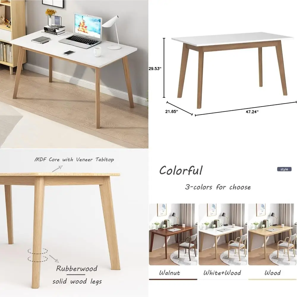 

Modern Minimalist Wooden Writing Desk for Home Office, 47 W, Suitable for PC and Laptop