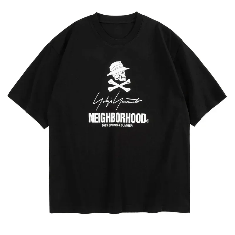 Classic Black White NEIGHBORHOOD Short-sleeved T-shirt Pop Japanese Harajuku T Shirt Signature Slogan Loose Top NBHD T Shirts