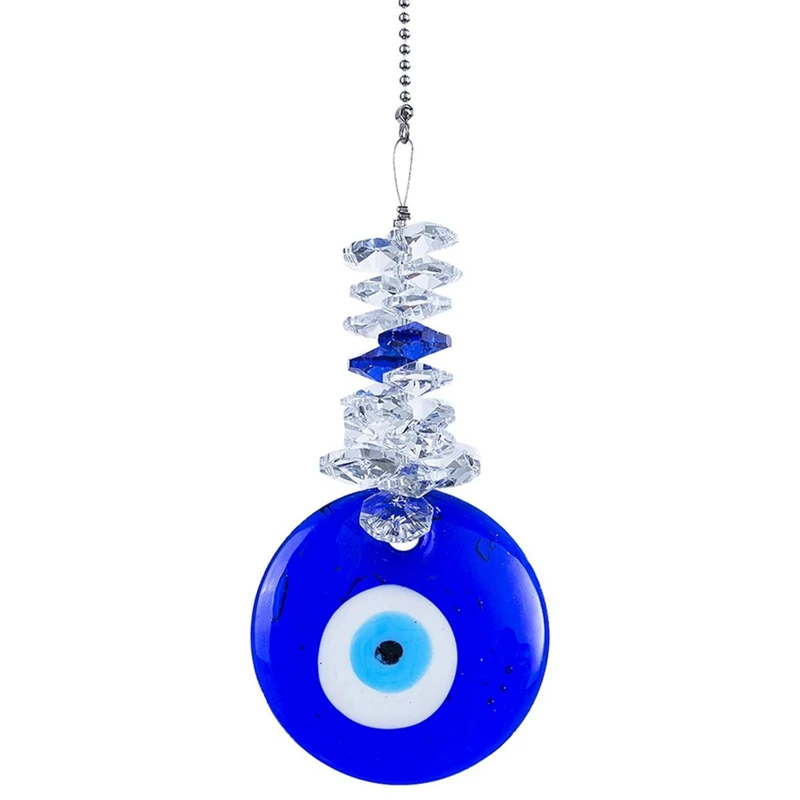 Blue Glass Eye Pendant With Crystal Beads - Good Luck Charm, Home, Office, Car Decoration, Blessing Ornament Durable