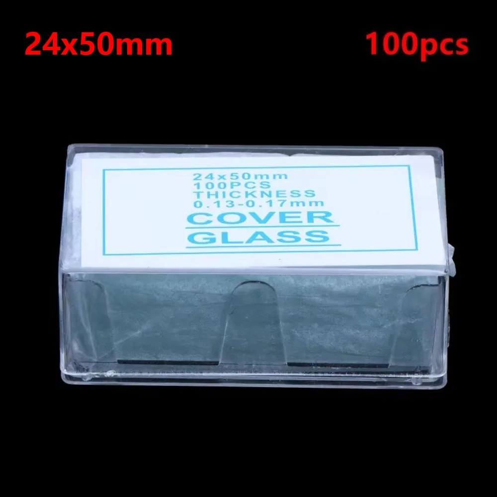 100Pcs Transparent Microscope Cover Glass Square Rectangle Glass Microscope Slides Coverslips Pre-Cleaned 0.13-0.17mm Thickness