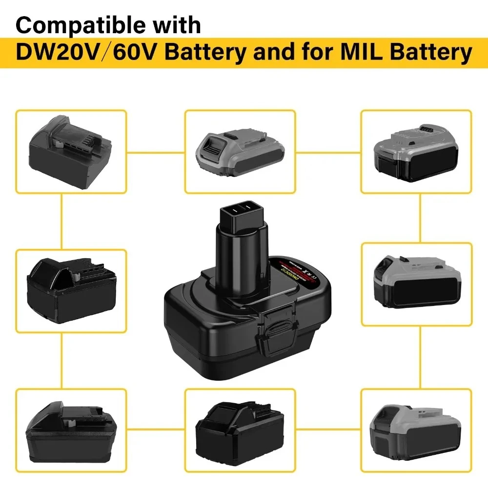 

DM20DC12 Battery Adapter for Milwaukee 18V for DeWalt 20V Batteries Converting To for DeWalt 12V/14.4V Ni-CD Ni-MH BatteryTools