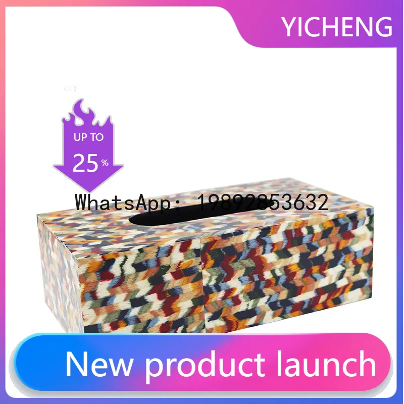 

PYJ Home Furnishing Desktop Office Coffee Table Dining Table Storage Box Crafts Creative Practical Wood Paint Tissue Box