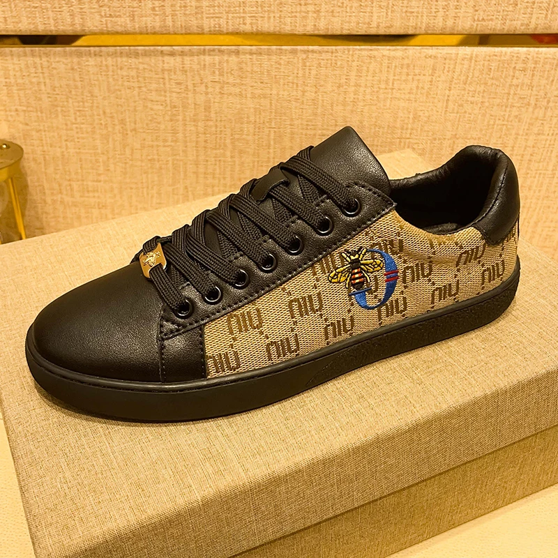 

Genuine Leather Luxury Brand Shoes for Men Classic Embroidered Men Skateboard Shoes Designer Sport Shoes Men Zapatillas De Skate