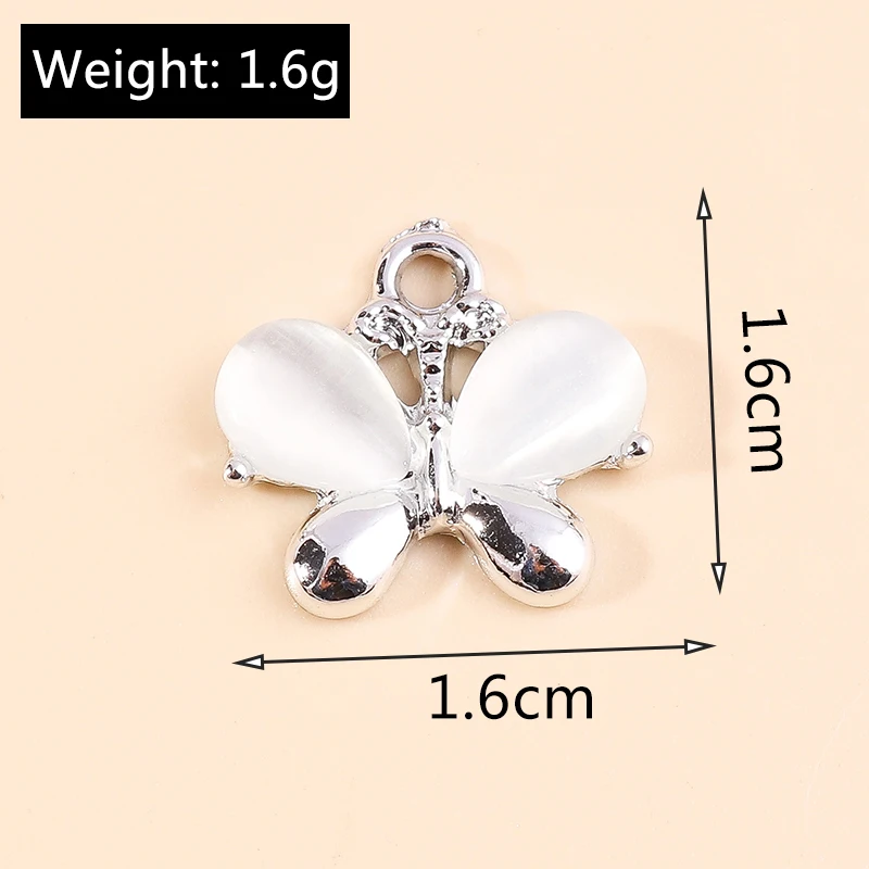 Zarte 10 stücke Opal Stein Schmetterling Charms Silber Farbe Tiere Schmetterling Anhänger für DIY Schmuck Machen Ohrringe Armbänder – Detail 7