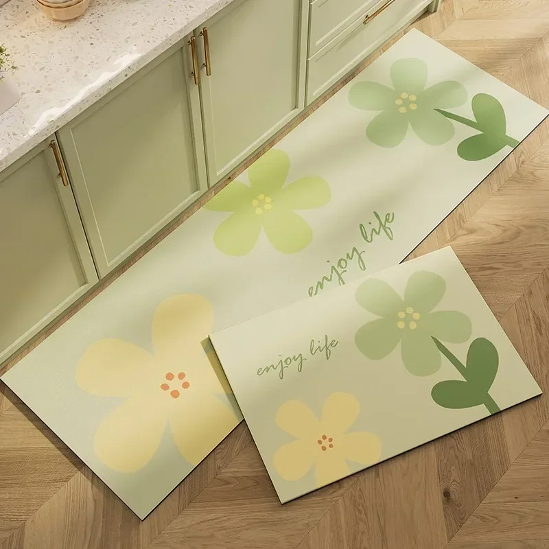 

Kitchen Floor Mat Oil-proof Waterproof and Easy-care Pvc Carpet Bathroom Balcony Wipe Clean Free Cut Floor Mat Alfombra 주방 카펫