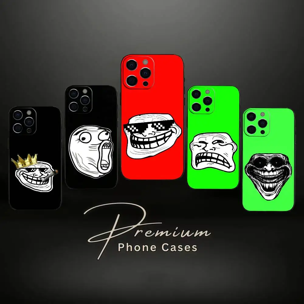

Emoticons T-Trollface Phone Case For iPhone 17,16,15,14,13,12,11 Plus,Pro Max,XS,Soft Black Cover