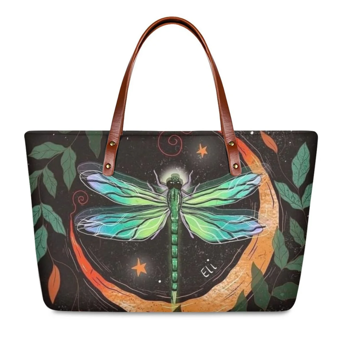 

New Art Dragonfly Pattern Print Tote Bag for Women Large Capacity Practical Shopping Shoulder Bag Ladies Casual Travel Handbags