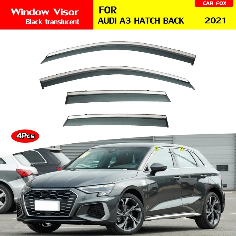 windshield car Window Tainless Steel Bright Strip for Audi A3 2021 Hatchback Window Weather Guard Door Visor Vent Shades Door