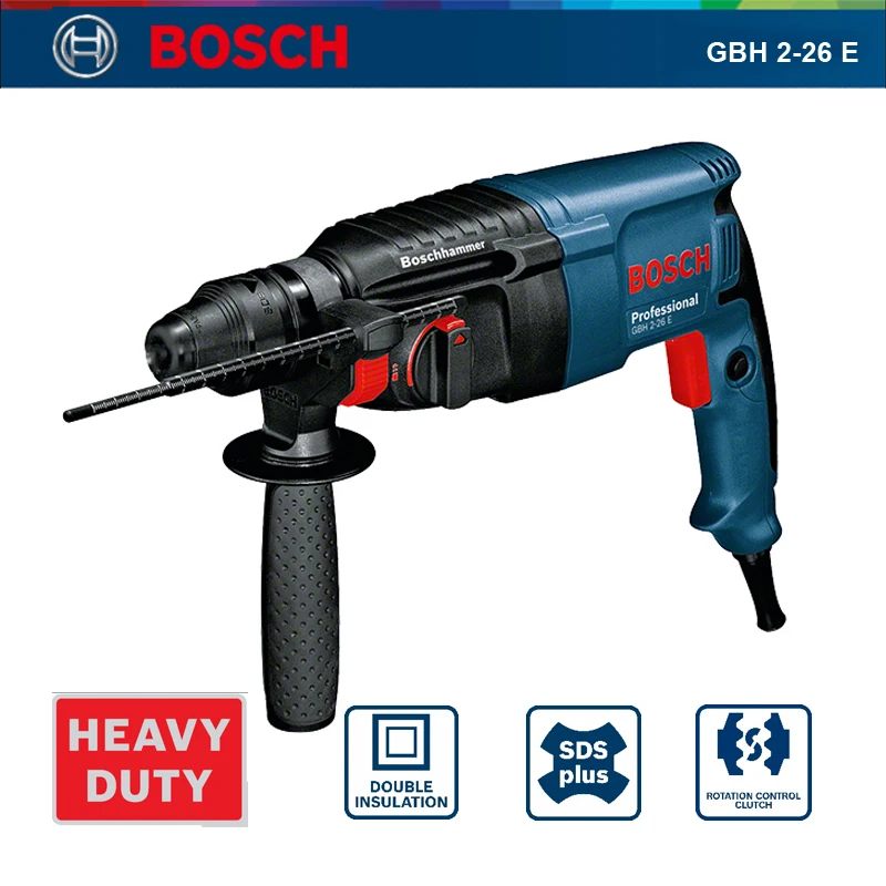 

Профессиональный Электрический Перфоратор Bosch GBH 2-26 E мощностью 800 Вт, многофункциональный Перфоратор с проволокой, перфоратор с силой удара 3J, перфоратор 220 В