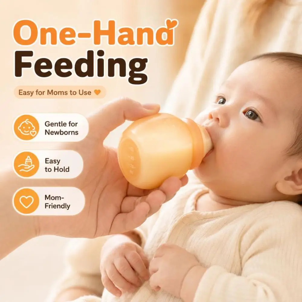 New Silicone Mini Bottle Anti-bloating Wide-neck Feeding Bottle 60ml Milk Storage Bottle for Newborn