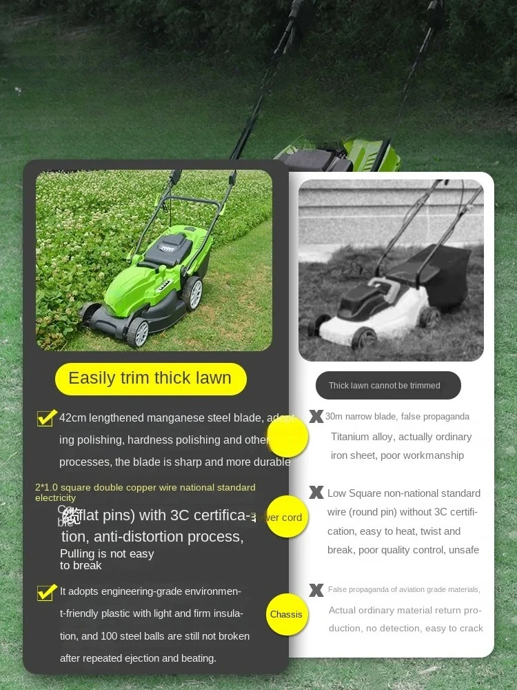 2300W High Power Electric Hand-Push Lawn Mower Household Small Weeding Artifact Lawn Pruning Grass Trimmer