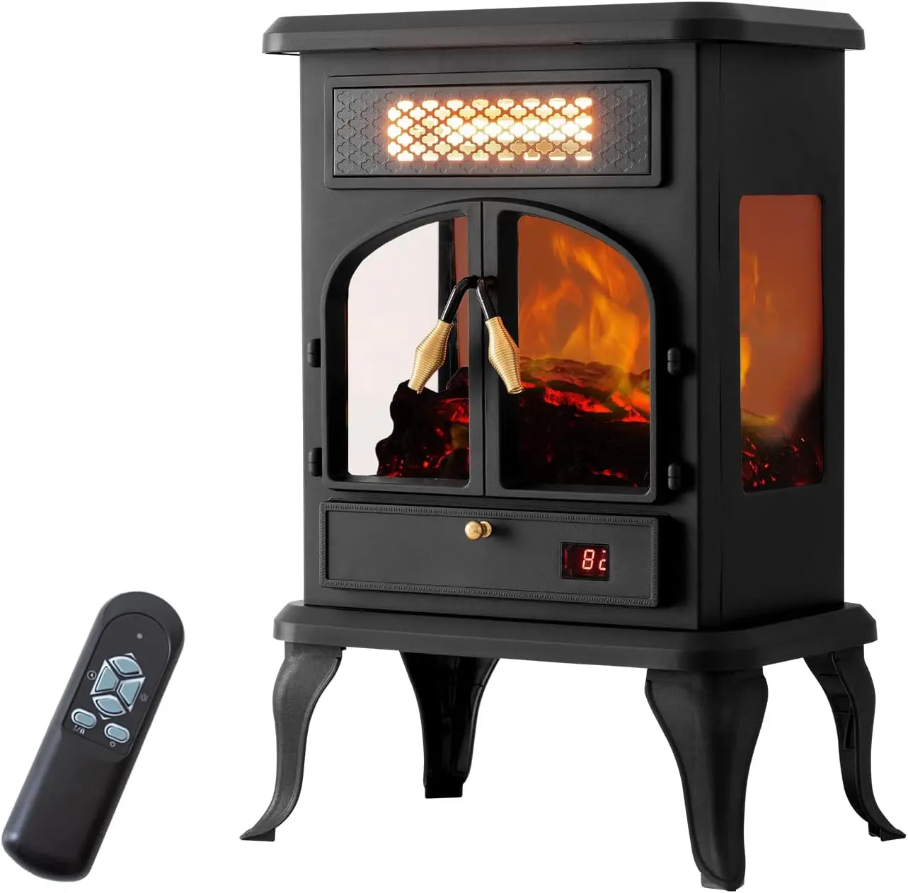 

Electric Fireplace Heater W/Remote ,22.4" Freestanding Portable Infrared Fireplace Heater W/ 3-Sides Realistic Flame 2025 NEW