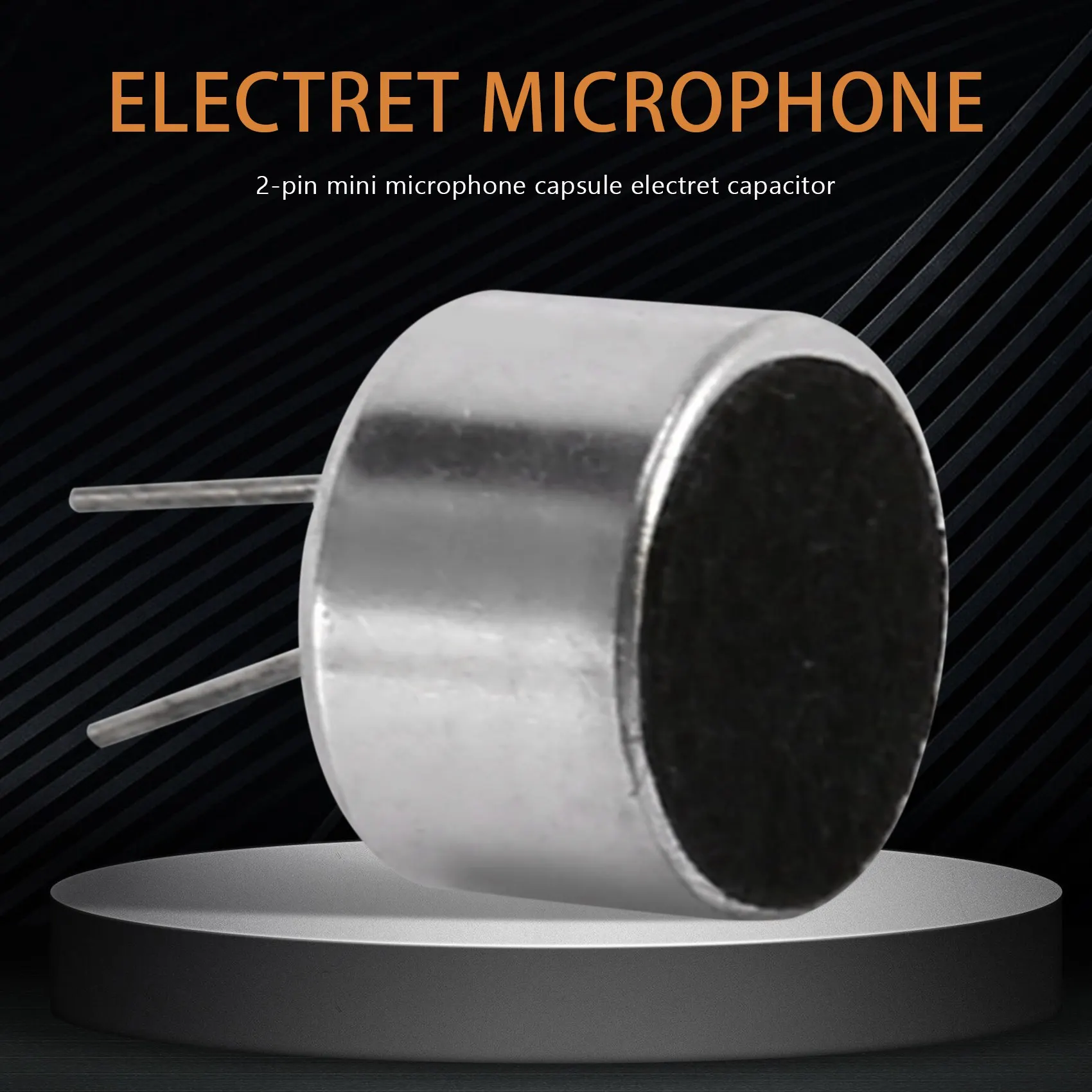 10 Pcs 2 Pin Mini MIC Capsule Electret Condenser Microphone Silver Tone Black