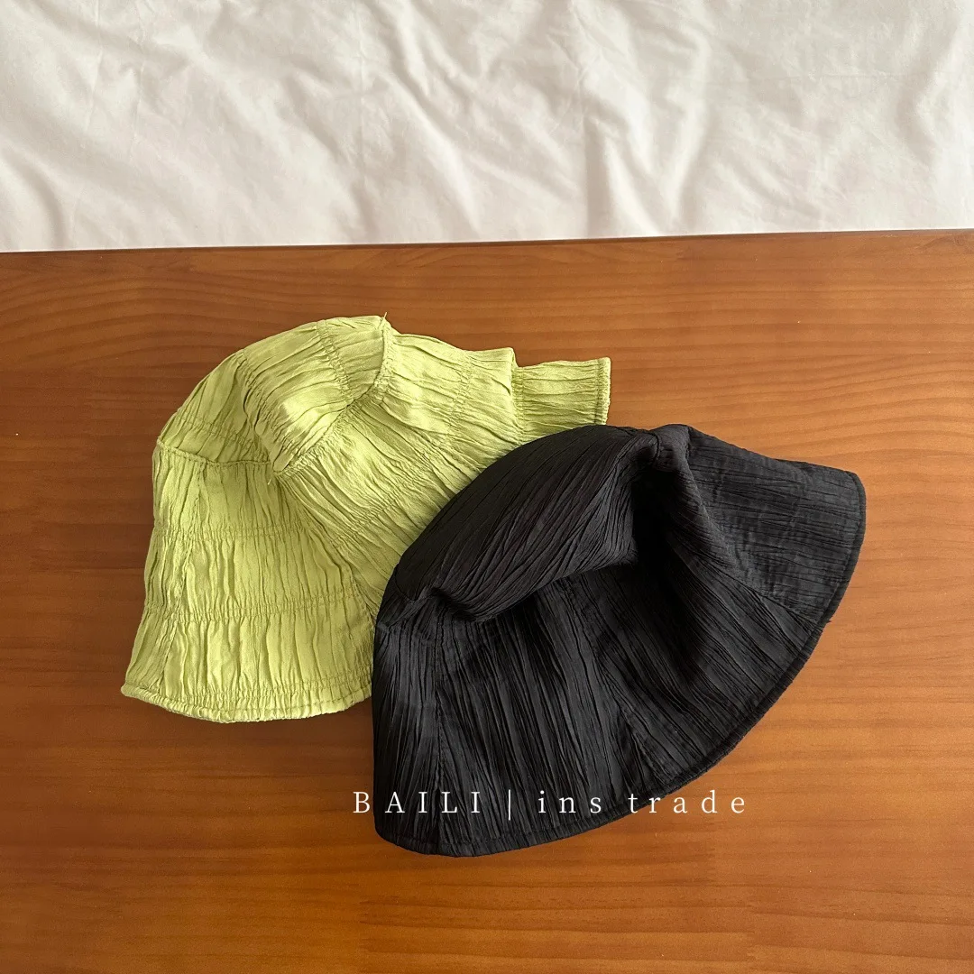 Women Niche Design Textured Wrinkled Irregular Bucket Hat Spring Summer Fashion Casual Face Cover Sun Plain Daily Bucket Cap