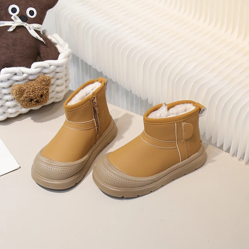 

2025 Children Cotton Boots for Girls Winter New Fashion Korean Style Soft Bottom Anti-slippery Versatile Keep Warm Plush Shoes