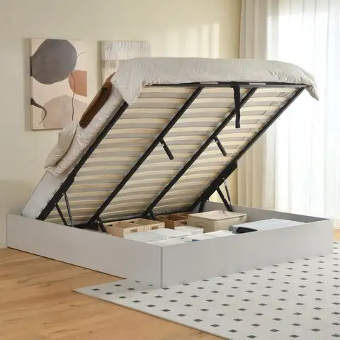 Size Lift Up Storage Platform Bed Frame, Wood Bed Frame with Metal amp Slats Support, Wooden Bed Frame Without Headboard, No Bo