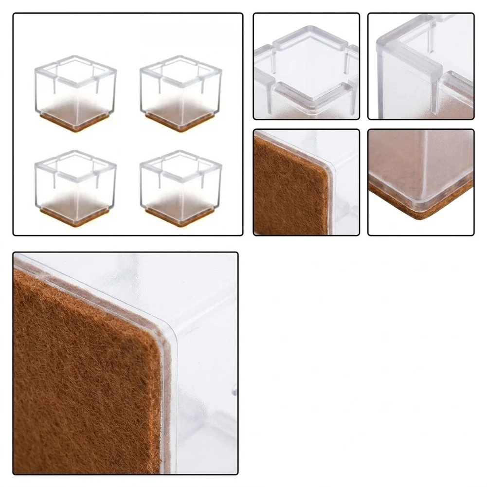 4 Piece Silicone Pads for Square For Furniture Feet Anti-Slip Floor Protectors for Chairs and Tables on Hard Floors