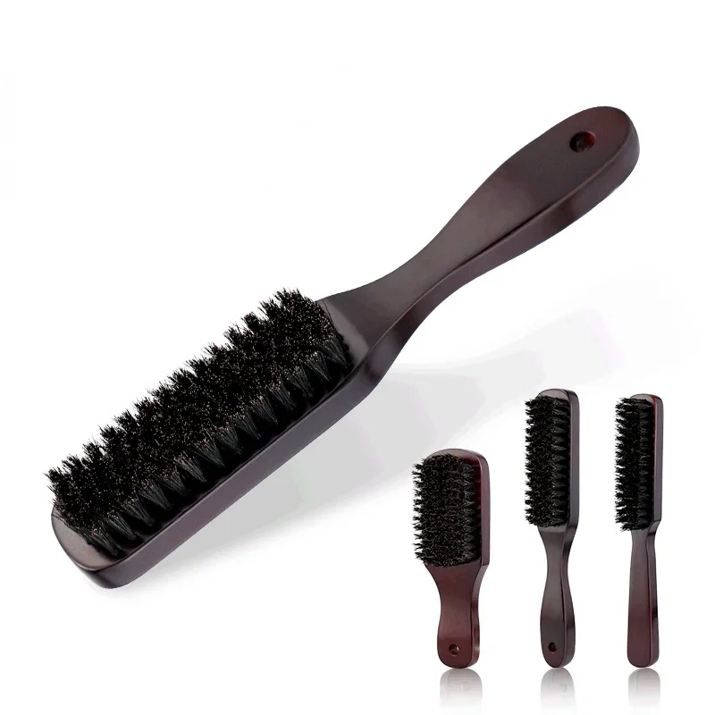 Men Beard Brush Wood Handle Boar Bristle Moustache Cleaning Brush Hairdressing Anti Static Barber Hair Styling Comb Shaving Tool