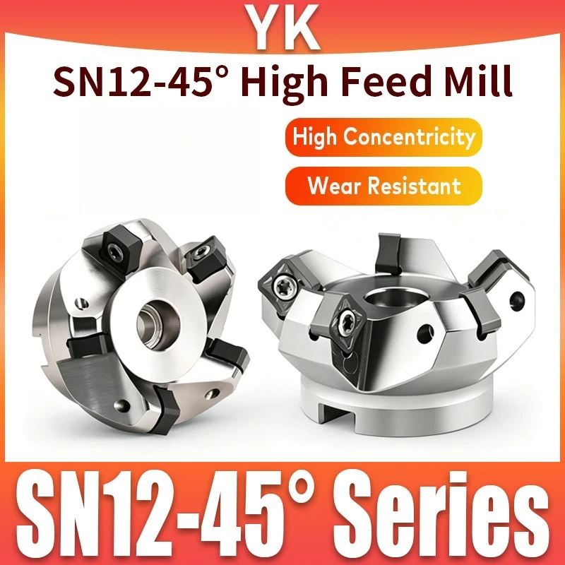

SN12 Series 45 ° Fast Feed Milling Cutter Head SN12-50/63/80/100/125/160 Rough Cutting Disc for CNC Lathe Milling Tool