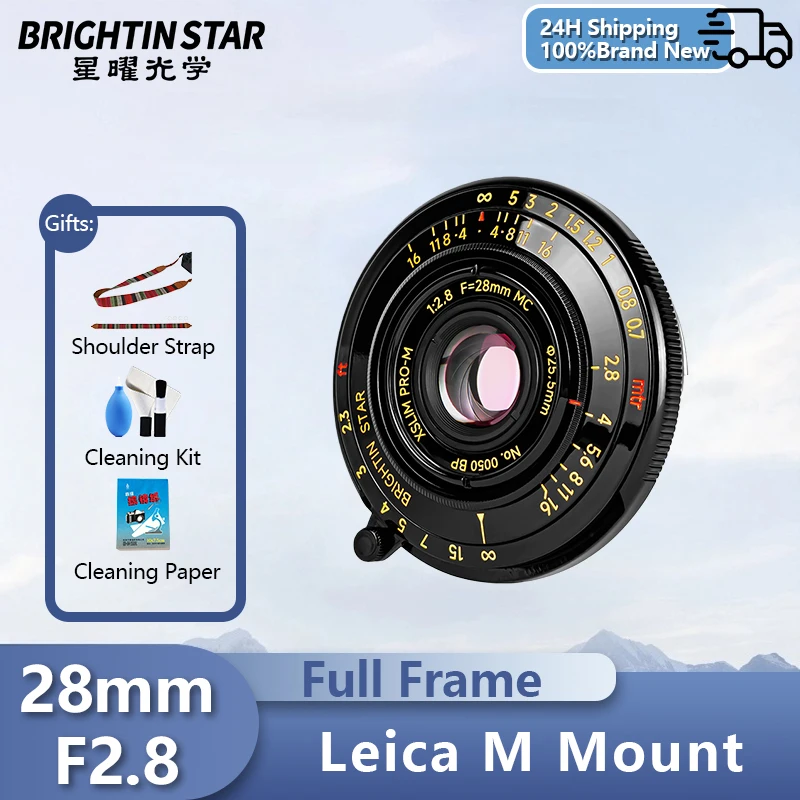 Brightin Star 28mm F2.8 plein cadre 28mm F2.8 peinture noire grand angle plein cadre mise au point manuelle objectif de Portrait pour Leica M Mount