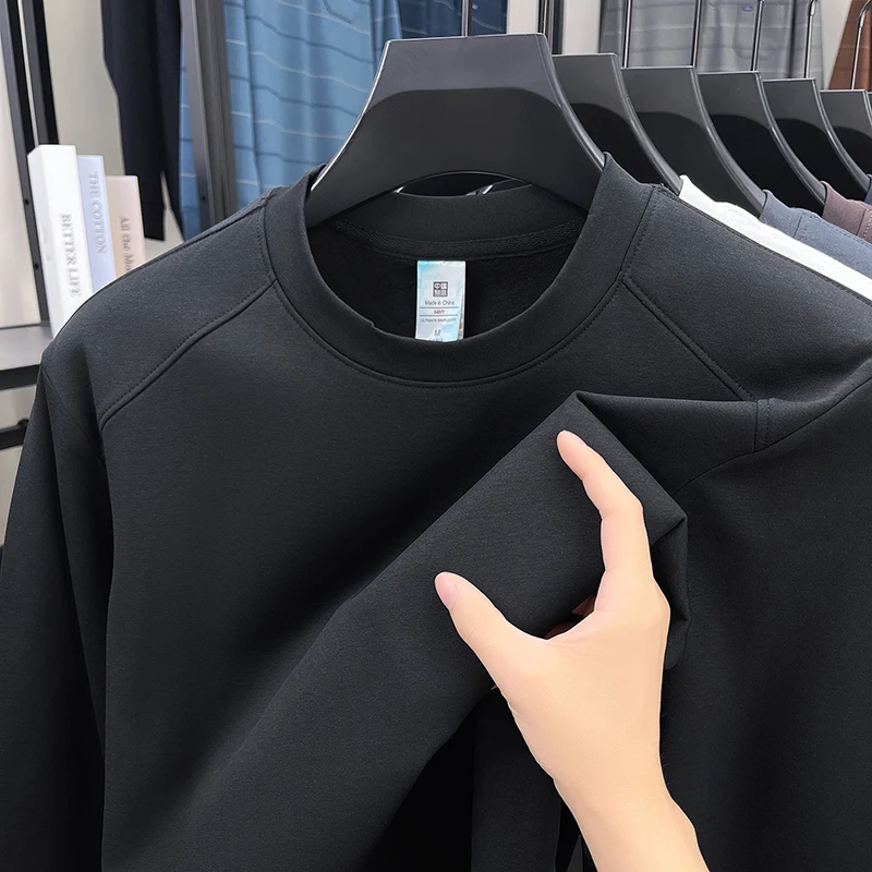 トレンドメンズ春秋パーカー2025新作純綿長袖Tシャツメンズカジュアル万能ベースシャツ
