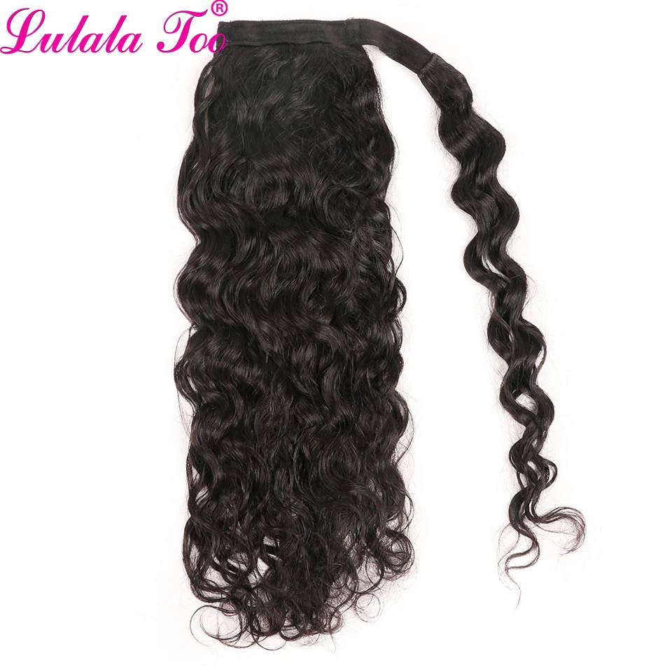 Cola de Caballo envolvente de onda Natural, postiche de cabello humano, pasta mágica brasileña, extensión de cola de caballo, 12-26 pulgadas