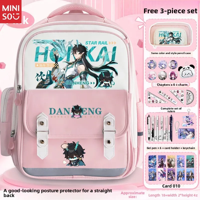 

Miniso Honkai Star Rail Backpack, Silver Wolf Dan Heng Imbibitor Lunae, Large Ergonomic School Bag for Kids