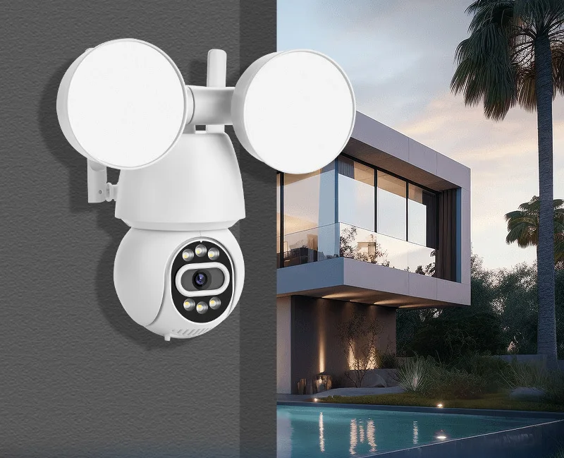 4MP 1440P  iCsee APP  Floodlight Full Color Warehouse Wireless PTZ IP Dome Camera AI Humanoid Detection Home Security Monitor