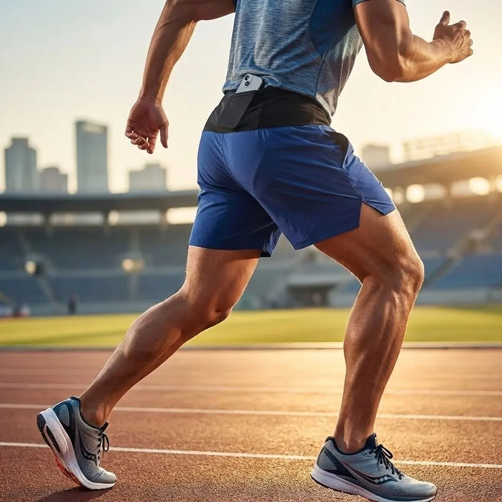 

Быстросохнущие мужские шорты для бега 2-в-1 с карманом на поясе для марафонских тренировок и фитнеса