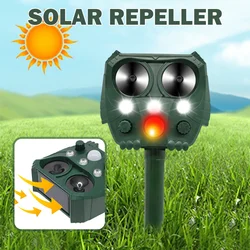 Ultrasonic Cat Dog Repellant Waterproof Solar Powered Animal Deterrent LED Light Alarm for Orchard/Greenhouse/Vegetable Garden