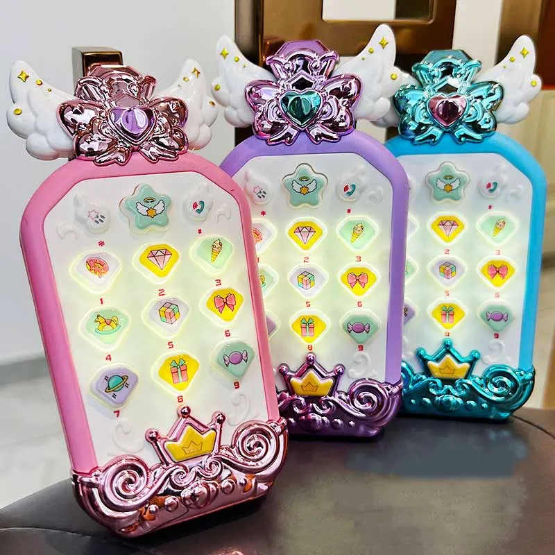 Kids Cute Love Wings Cell Phone Toys Enlightenment Music Story Puzzle Multifunctional Early Education Simulation Cell Phone Toys