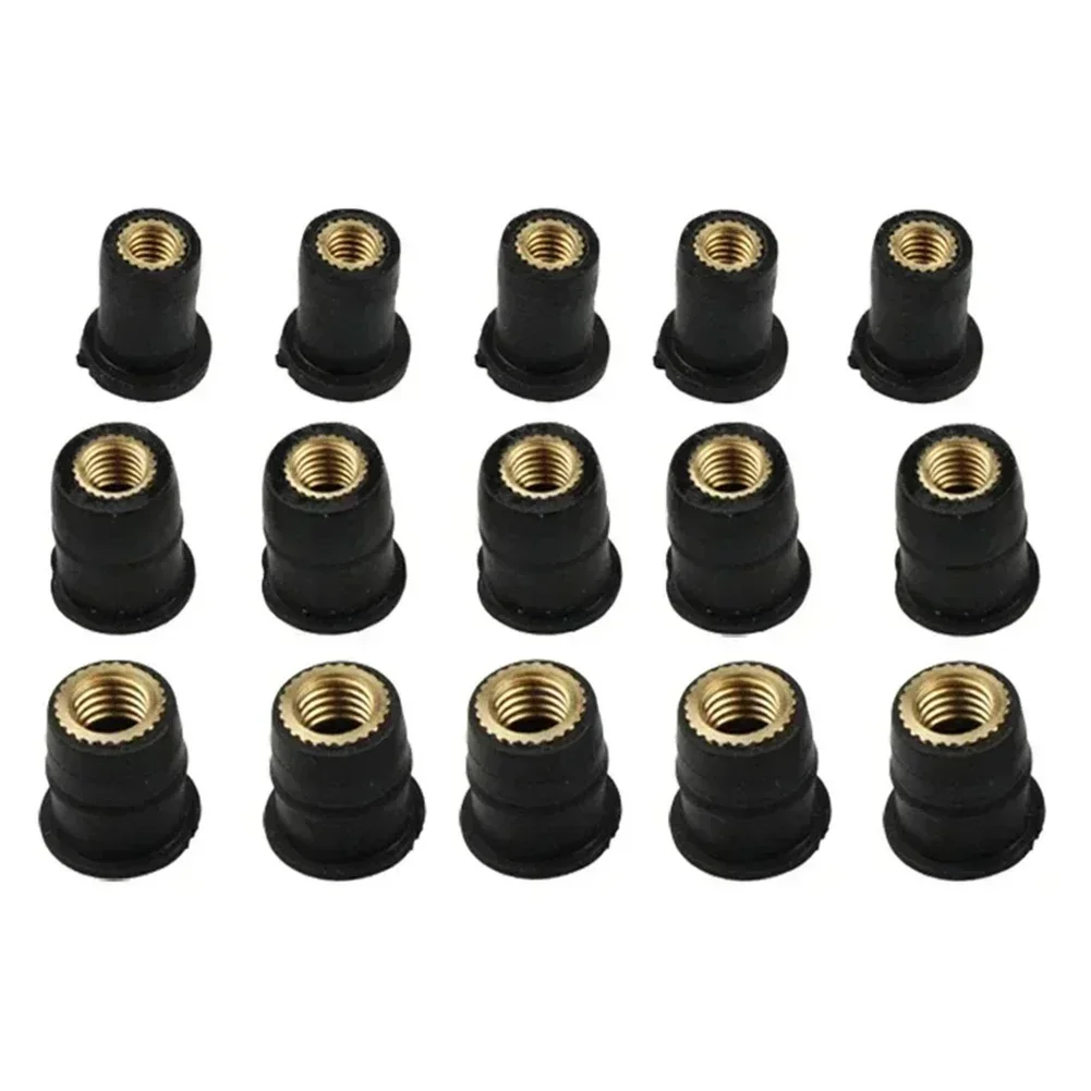 5pcs M5 / M6 Motorcycle Rubber Well Nuts Accessories Fasteners Universal Motorcycle Modified Windshield Brass Rubber Nut