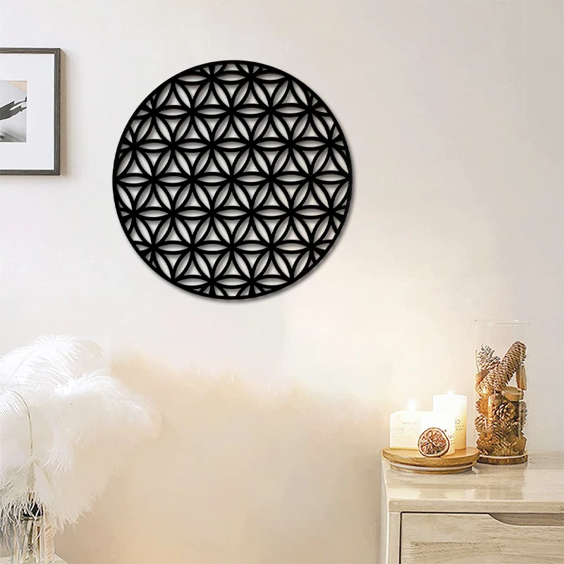 1Pcs  Buddhism Meditation  Wood Wall Art Sculpture forYoga Chakra  Geometry Seven Chakra Art HouseDecoration