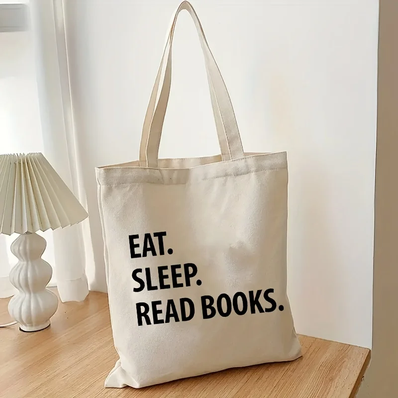 Eat Sleep Read Books Pattern Luggage Bag, Fashion Eco Friendly Woman\'s Tote Bag, Funny Canvas Shopping Travel Bag, Beach Bolso